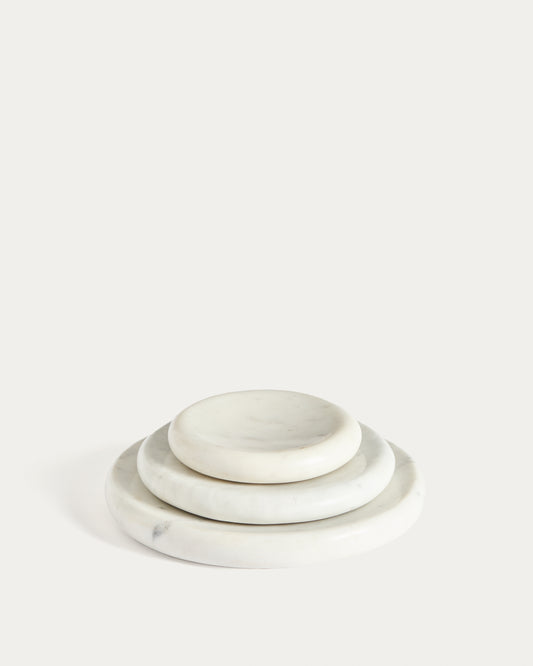 Plateau Obena en marbre blanc Ø 15 cm