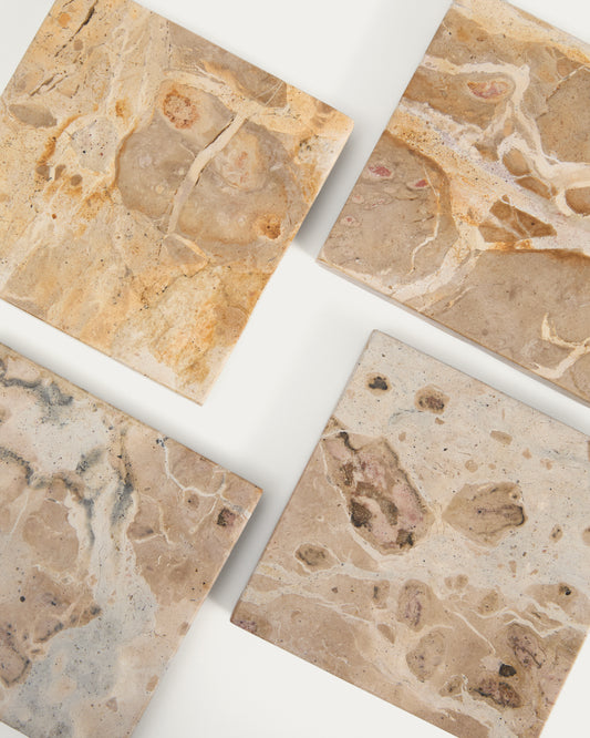 Ensemble Malder de 4 sous-verres en marbre beige