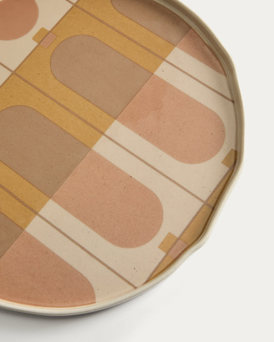 Plat pla Julnet de ceràmica beix