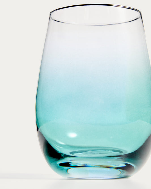 Vaso Irides de vidrio azul y transparente 42 cl