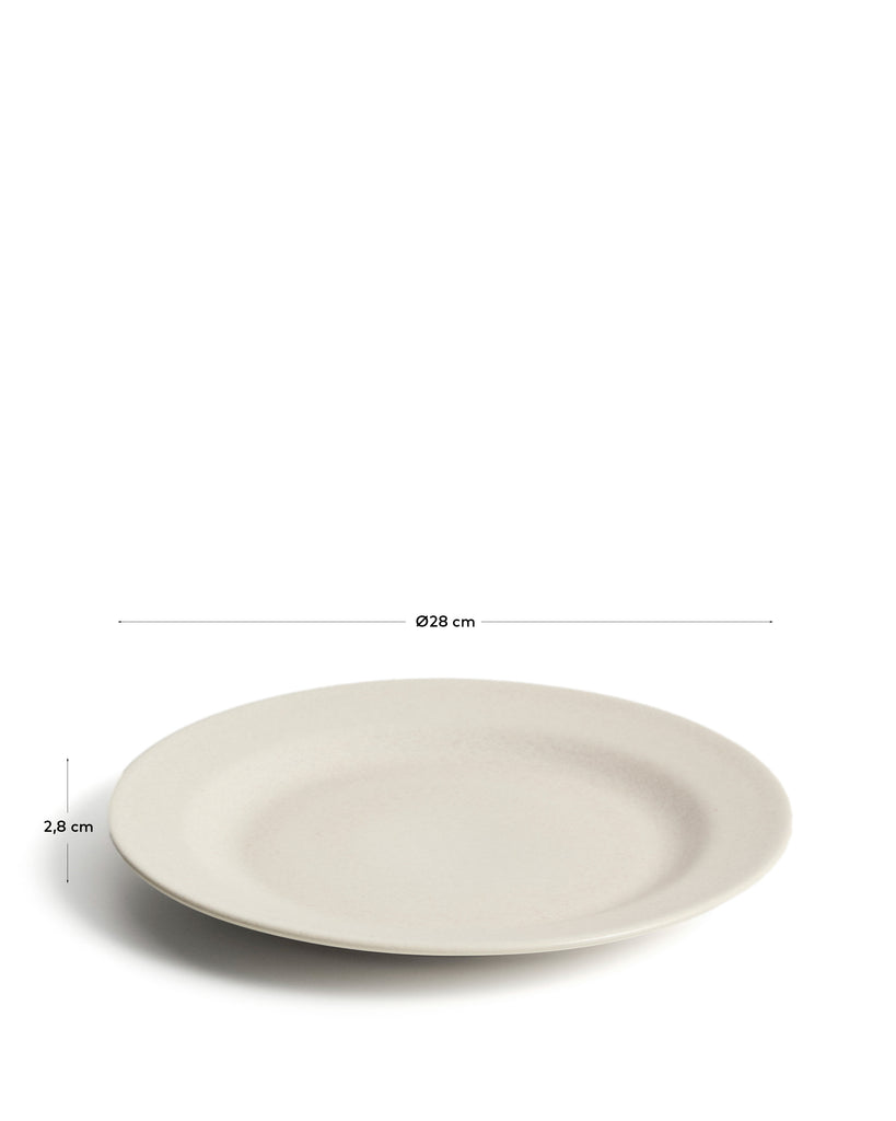 Plat pla Sermin de ceràmica beix
