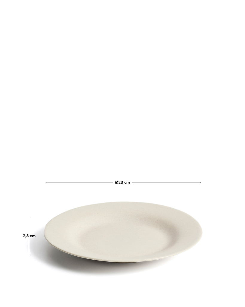 Plat de postres Sermin de ceràmica beix