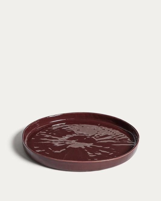 Plat pla Daner de ceràmica bordeus