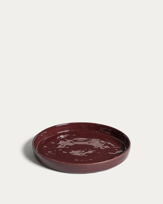 Plat de postres Daner de ceràmica bordeus