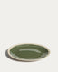 Plato plano Nale de cerámica beige con fondo verde