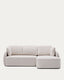 Canapé-lit Laira 3 places en chenille avec méridienne droite couleur écrue 246 cm FSC Mix Credit