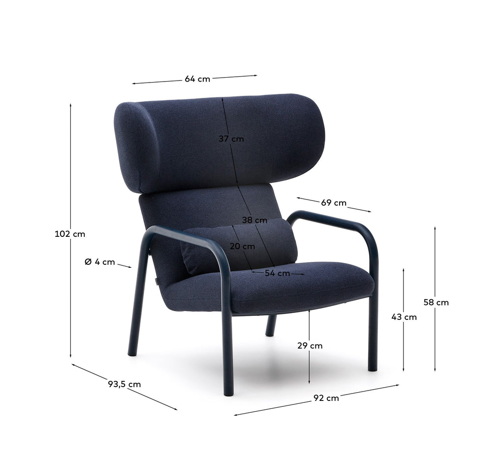 Butaca Inari azul y acero acabado pintado azul FSC Mix Credit