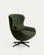 Fauteuil pivotant Sorile en chenille vert foncé et acier avec finition noire FSC 100 %