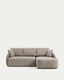 Canapé-lit Laira 3 places en chenille avec méridienne droite taupe 246 cm FSC Mix Credit