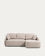 Canapé-lit Laira 3 places en chenille avec méridienne droite beige 246 cm FSC Mix Credit