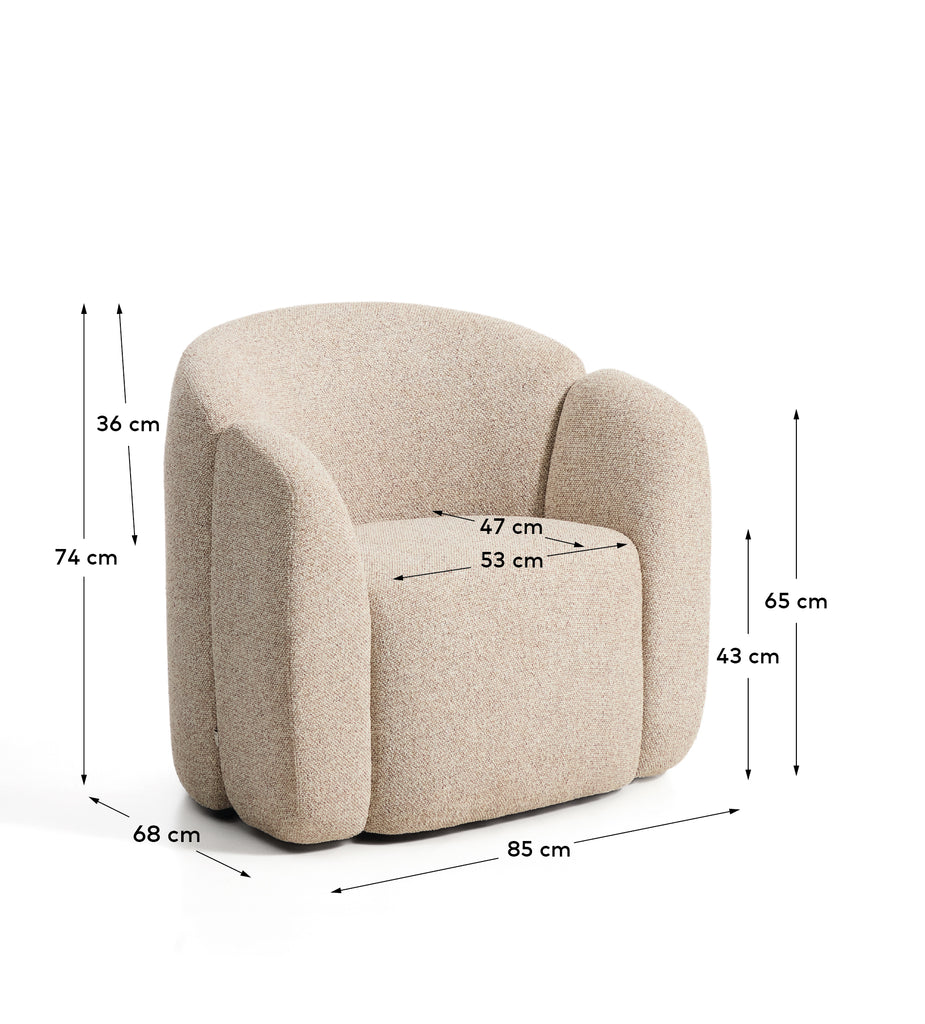 Fauteuil Corvena en chenille beige FSC Mix Credit 85 cm