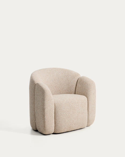 Fauteuil Corvena en chenille beige FSC Mix Credit 85 cm