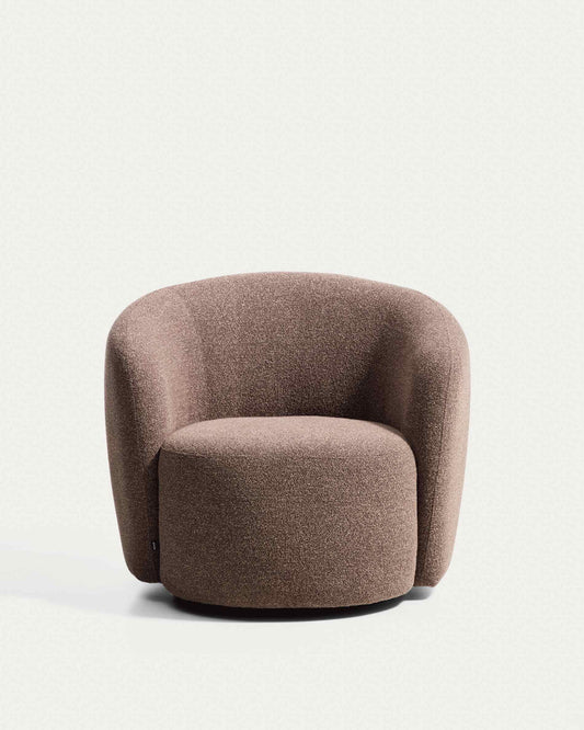 Fauteuil pivotant Odenia en micro bouclé marron