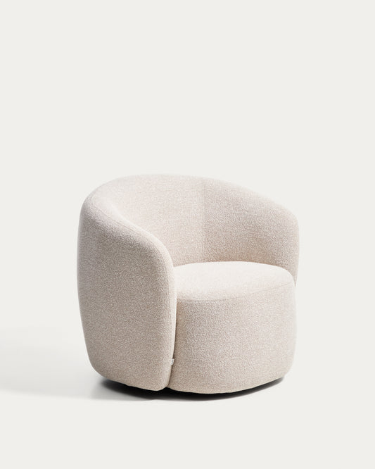Butaca giratoria Odenia retardante de fuego de micro bouclé beige