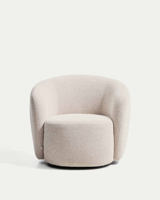 Fauteuil pivotant Odenia en micro bouclé beige