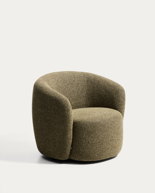 Butaca giratoria Odenia retardante de fuego de micro bouclé verde oliva