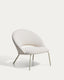 Fauteuil Bonali en chenille beige et pieds en métal beige FSC Mix Credit 