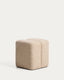 Repose-pied Nedilo carré en chenille beige FSC Mix Credit