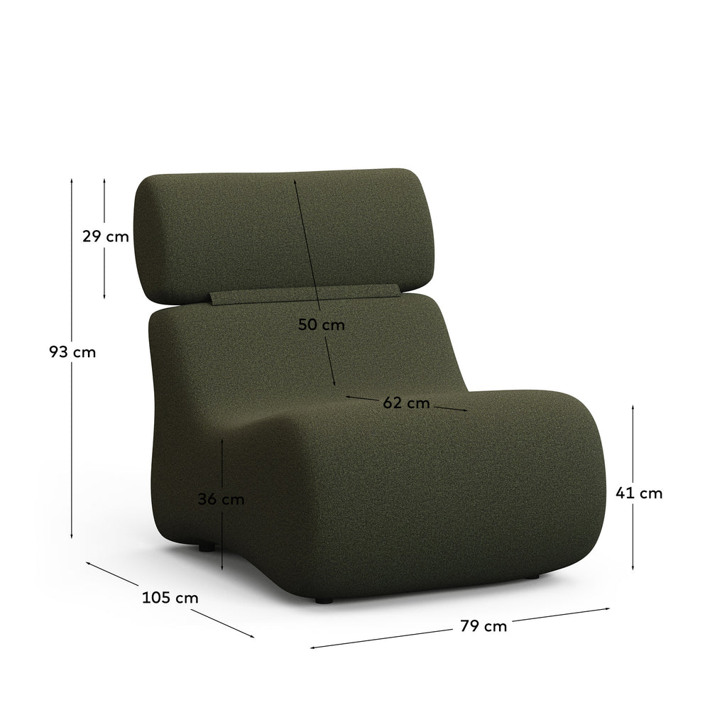 Fauteuil Club en tissu bouclette vert foncé