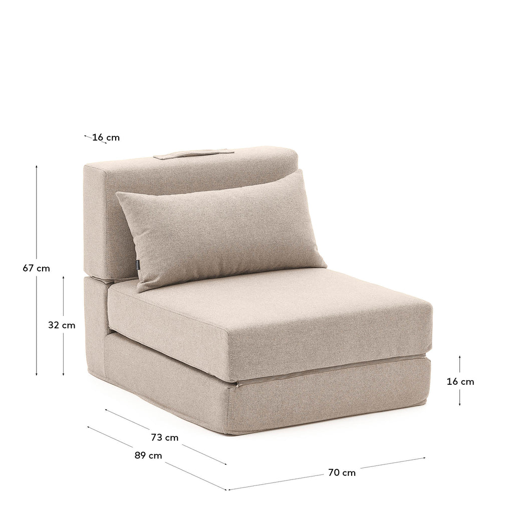 Puf llit convertible Arty beige 70 x 89 (200) cm