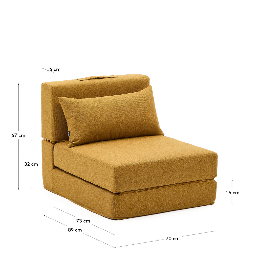Puf llit convertible Arty mostassa 70 x 89 (200) cm