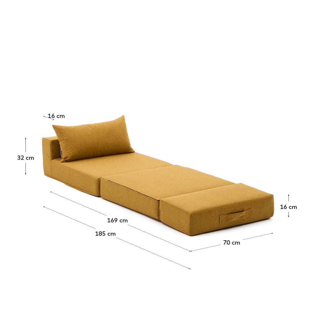 Puf llit convertible Arty mostassa 70 x 89 (200) cm