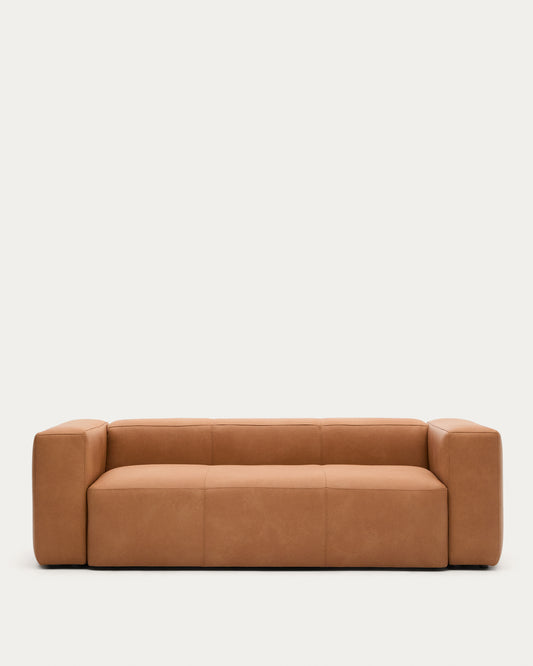 Canapé Blok 3 places en cuir marron 240 cm