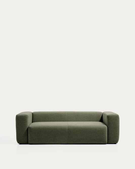 Canapé Blok 3 places en chenille vert mousse 240 cm – FSC Mix Credit