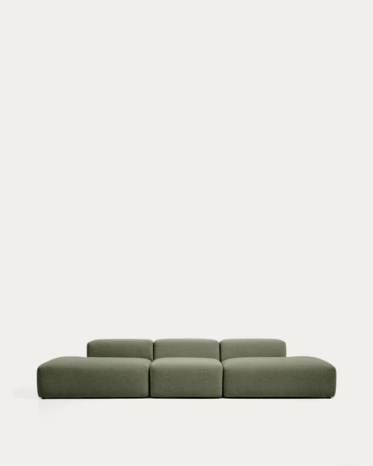 Canapé Blok 4 places en chenille vert mousse 380 cm – FSC Mix Credit