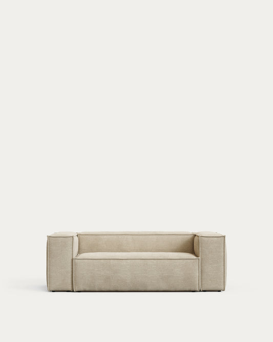 Canapé Blok 2 places en velours côtelé épais coloris naturel 210 cm – Certifié FSC Mix Credit