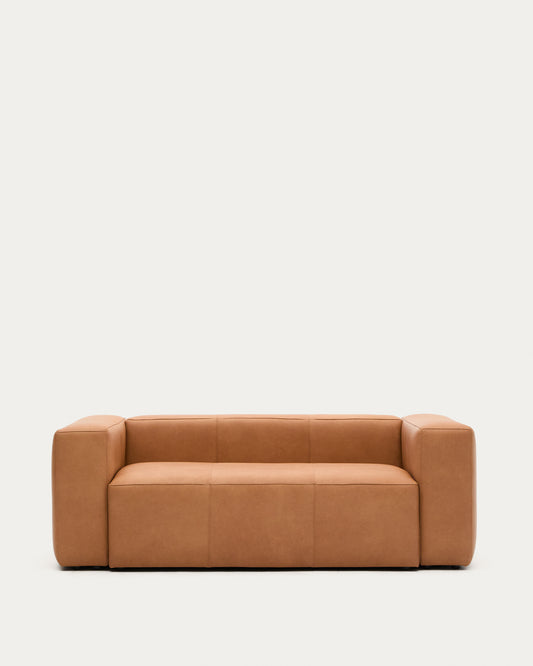Canapé Blok 2 places en cuir marron 210 cm