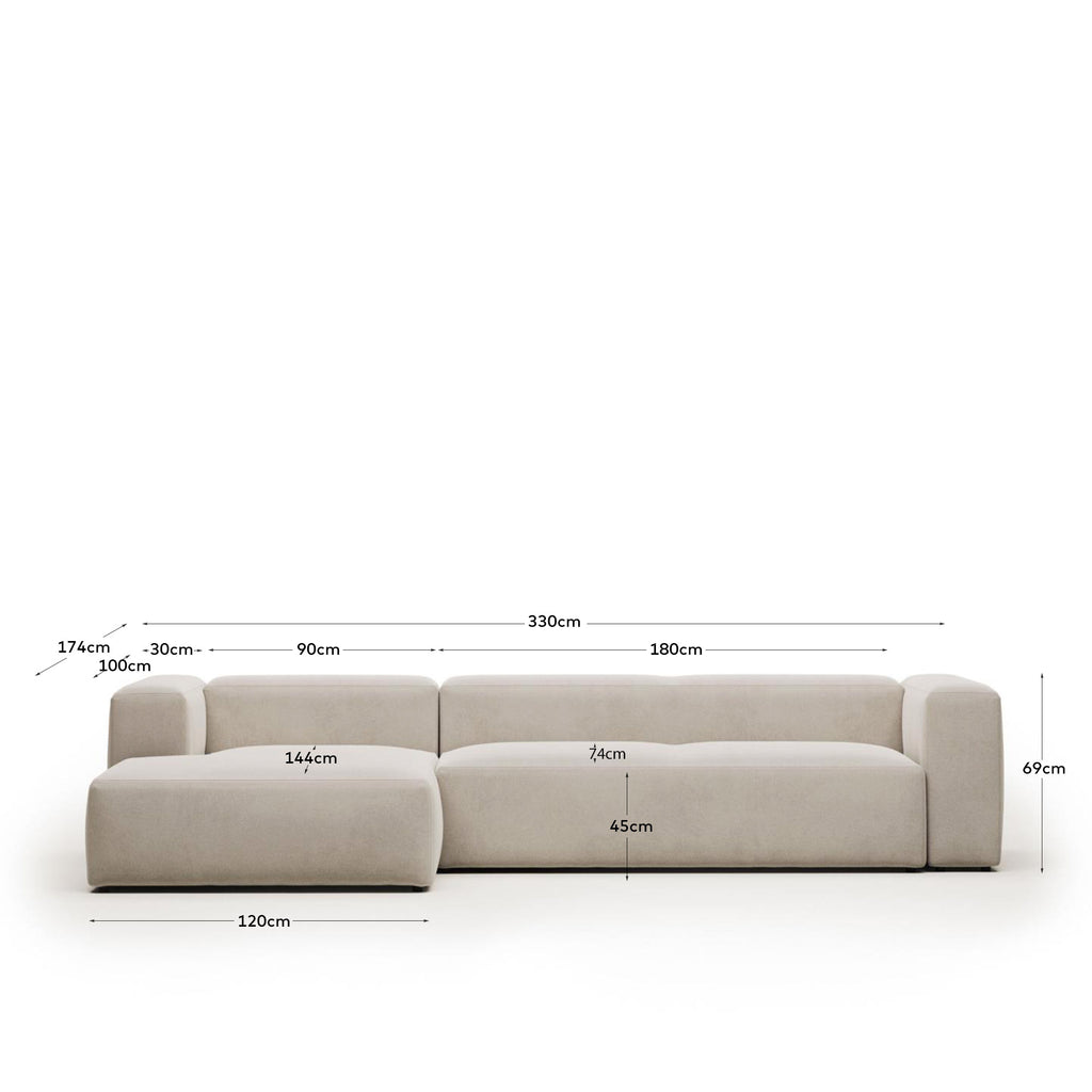 Sofà Blok 4 places de xenilla chaise longue esquerre beix 330 cm FSC Mix Credit