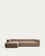 Sofá Blok 4 plazas chaise longue izquierdo de chenilla marrón 330 cm FSC Mix Credit