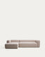Sofá Blok 4 plazas chaise longue izquierdo de chenilla beige 330 cm FSC Mix Credit