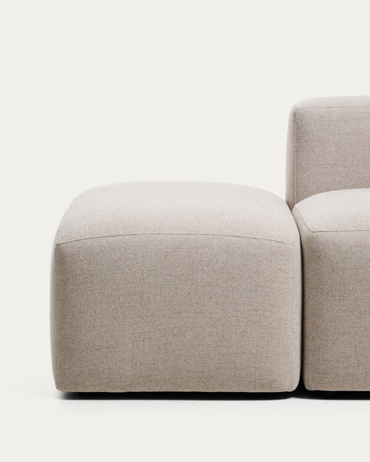 Sofá Blok 3 plazas con puf terminal de chenilla beige 240cm FSC Mix Credit