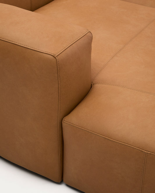 Canapé en cuir marron Blok 4 places chaise longue cuir droit 330 cm