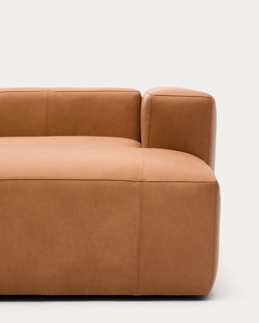 Canapé en cuir marron Blok 2 places chaise longue droite 240 cm