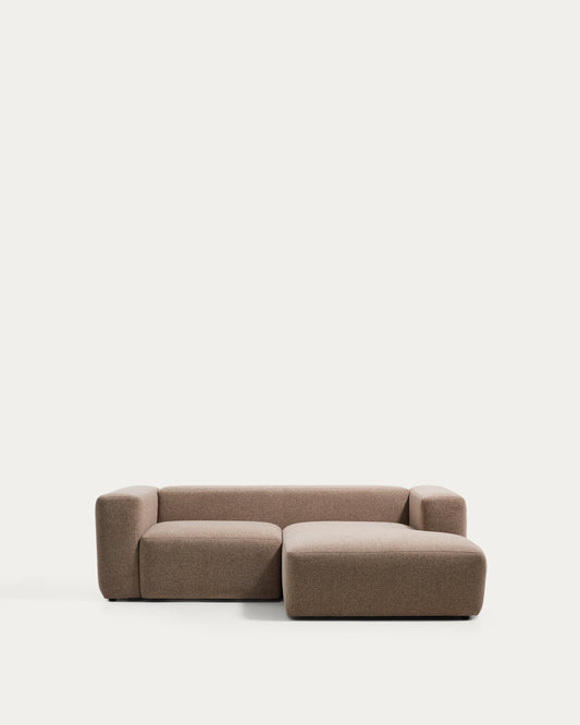 Canapé Blok 2 places en chenille avec méridienne droite marron 240 cm – FSC Mix Credit
