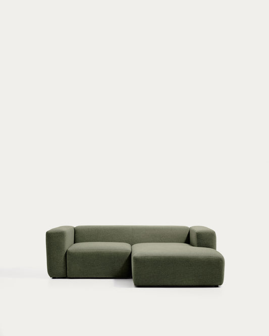 Canapé Blok 2 places en chenille avec méridienne droite vert mousse 240 cm – FSC Mix Credit