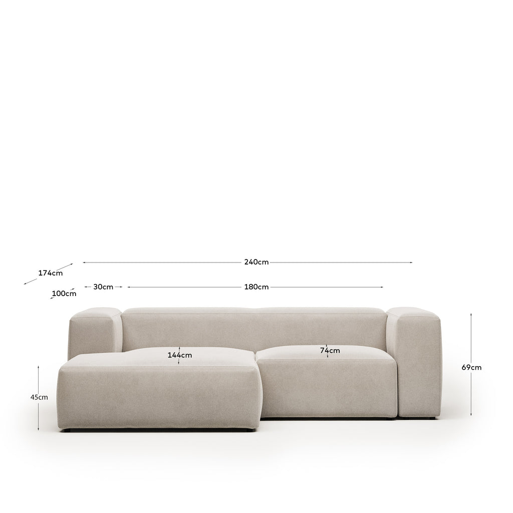 Sofà Blok 2 places de xenilla chaise longue esquerre beix 240 cm FSC Mix Credit
