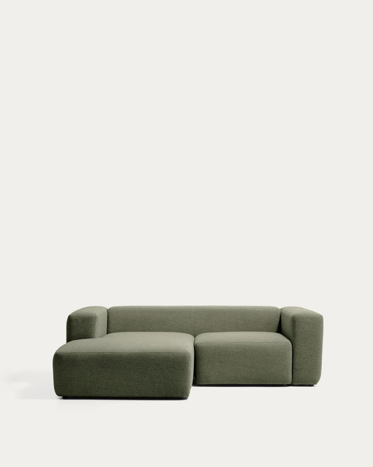 Canapé Blok 2 places en chenille avec méridienne gauche vert mousse 240 cm – FSC Mix Credit