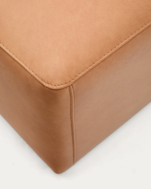 Repose-pieds Blok en cuir marron 90 x 74 cm