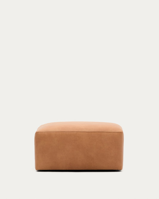 Repose-pieds Blok en cuir marron 90 x 74 cm