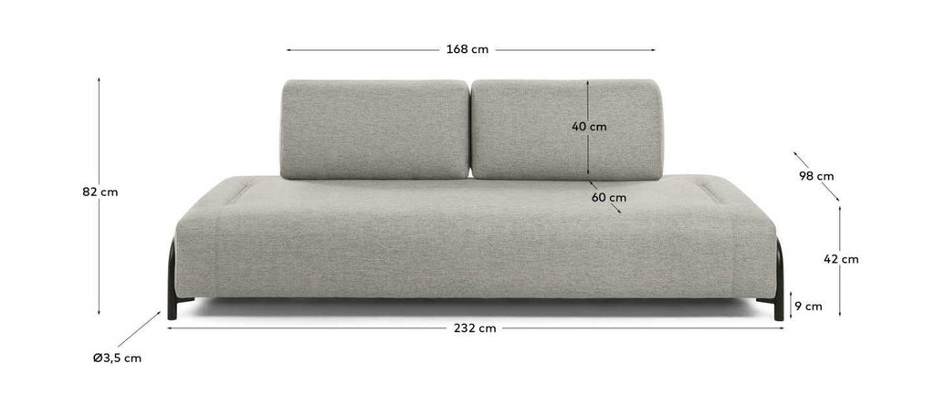 Módulo Compo 3 plazas beige grisáceo 232 cm
