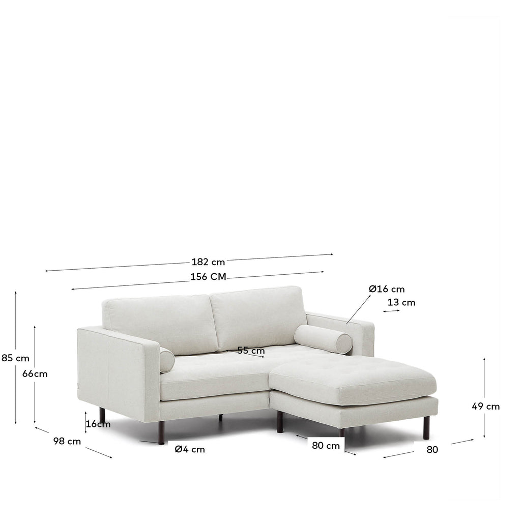 Sofá Debra 2 plazas con reposapiés de chenilla perla y patas con acabado wengué 182 cm FSC Mix Credit