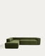 Sofá rinconero Blok 5 plazas con terminal izquierdo de pana gruesa verde 255 x 320 cm FSC Mix Credit