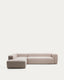 Sofá rinconero Blok 5 plazas con terminal izquierdo de chenilla beige 255 x 320 cm FSC Mix Credit