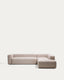 Sofá rinconero Blok 5 plazas con terminal derecho de chenilla beige 320 x 255 cm FSC Mix Credit