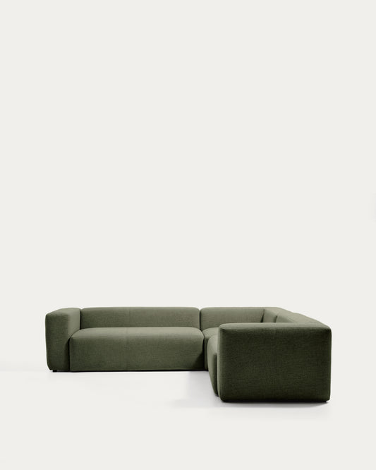 Canapé d’angle Blok 4 places en chenille vert mousse 290 x 290 cm – FSC Mix Credit
