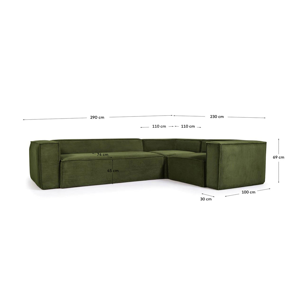 Sofà raconer Blok 3 places pana gruixuda verda 290x230 cm / 230 cm 290 cm FSC Mix Credit
